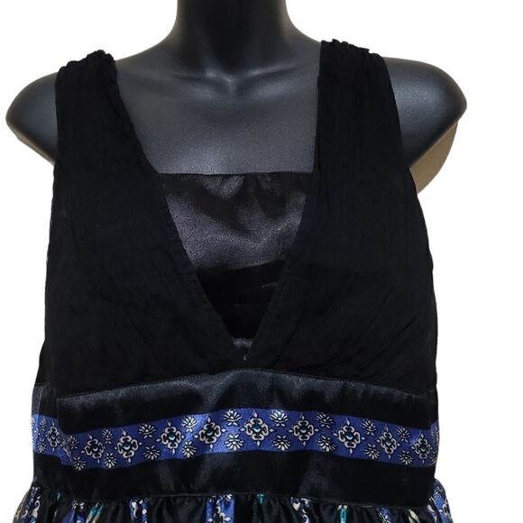 ANGIE Black and Blue Sleeveless Dress Sz Large - Picture 5 of 9
